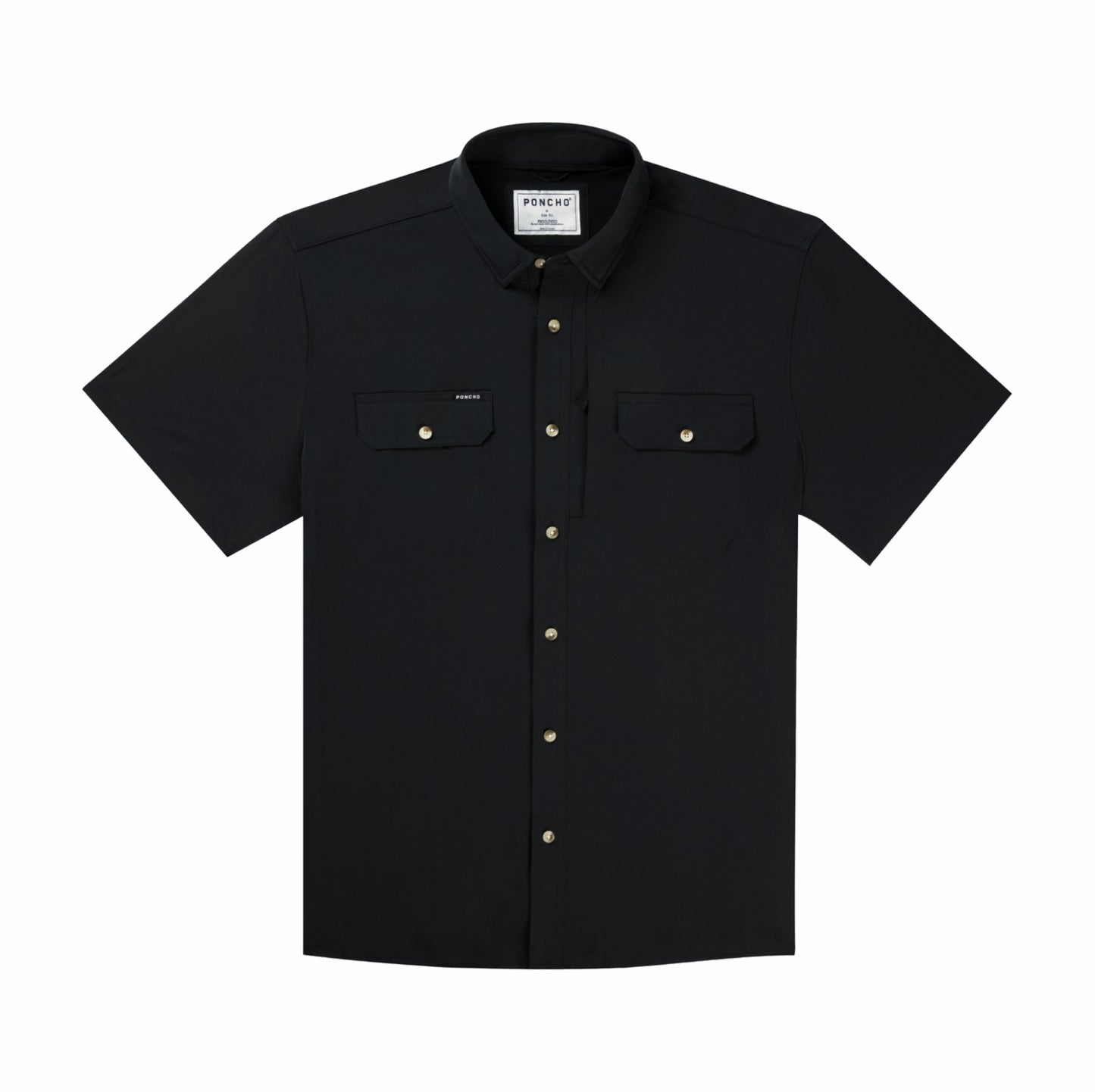 Poncho Outdoors Black Short Sleeve Fishing Shirt