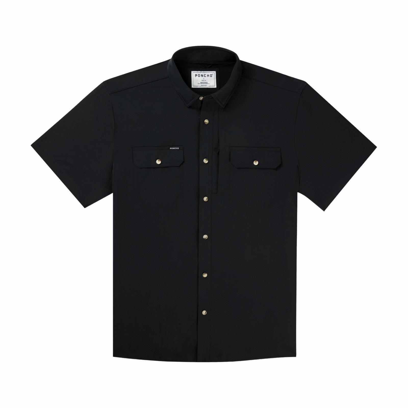 Poncho Outdoors Black Short Sleeve Fishing Shirt