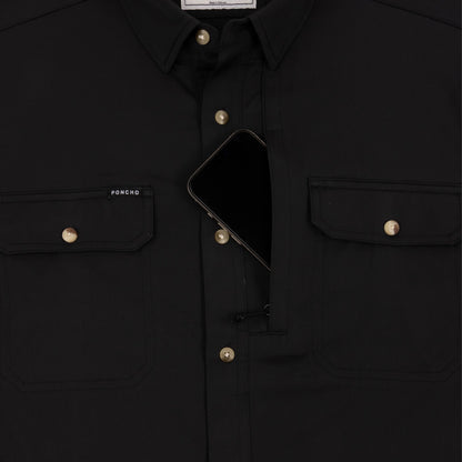 Poncho Outdoors Black Short Sleeve Fishing Shirt
