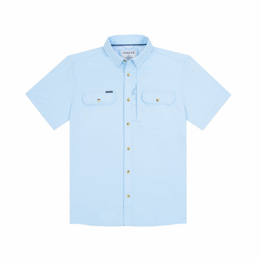 Poncho Outdoors Blue Short Sleeve Fishing Shirt