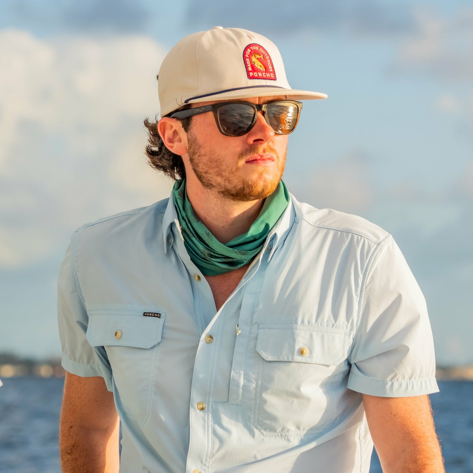 Poncho Outdoors Blue Short Sleeve Fishing Shirt