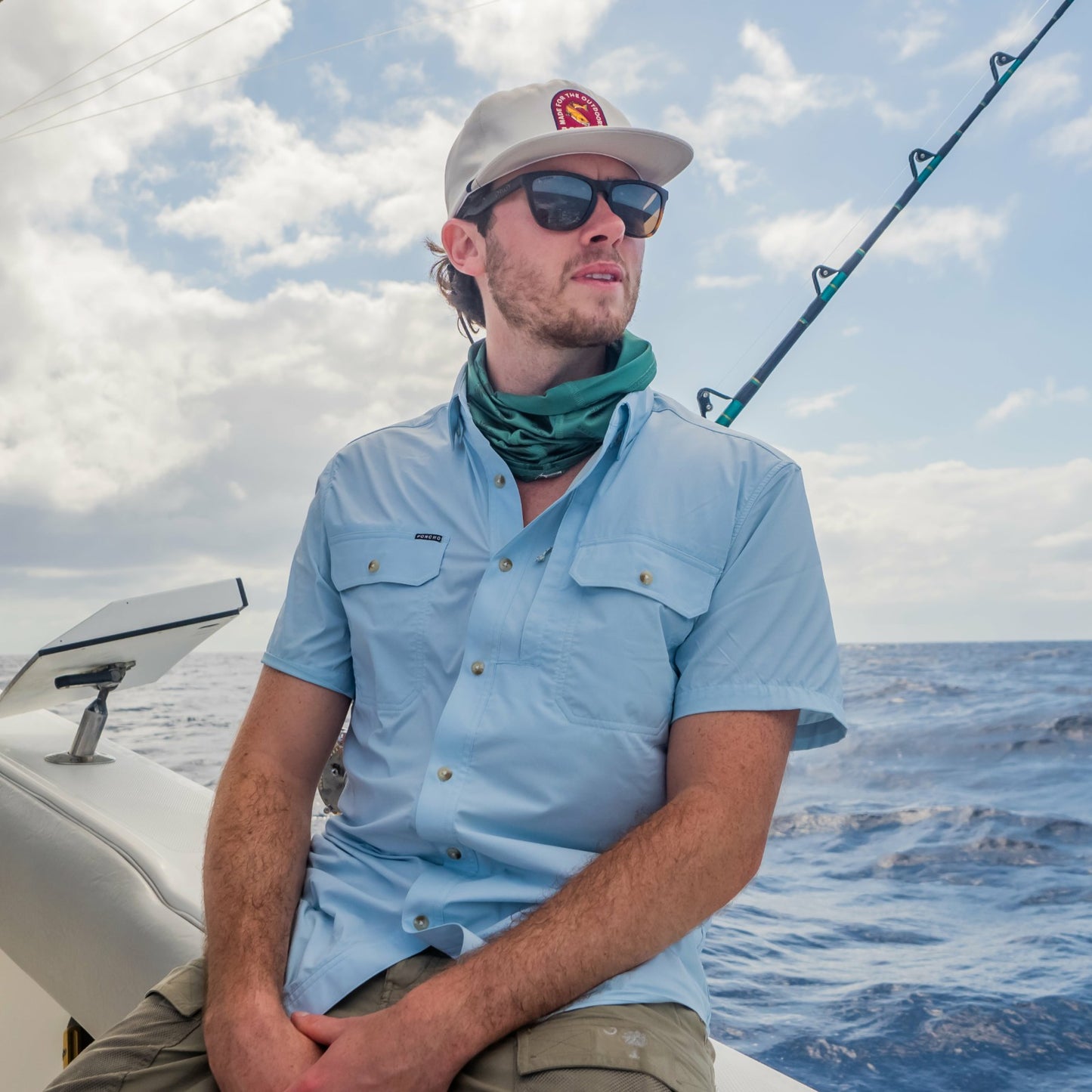 Poncho Outdoors Blue Short Sleeve Fishing Shirt