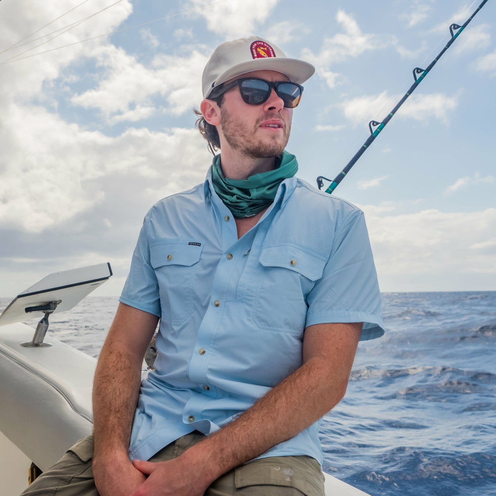 Poncho Outdoors Blue Short Sleeve Fishing Shirt