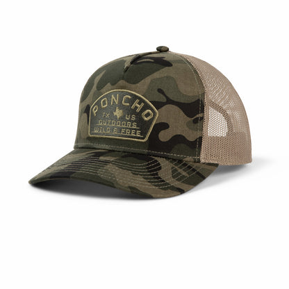 Poncho Outdoors Camo Wild and Free Trucker Hat